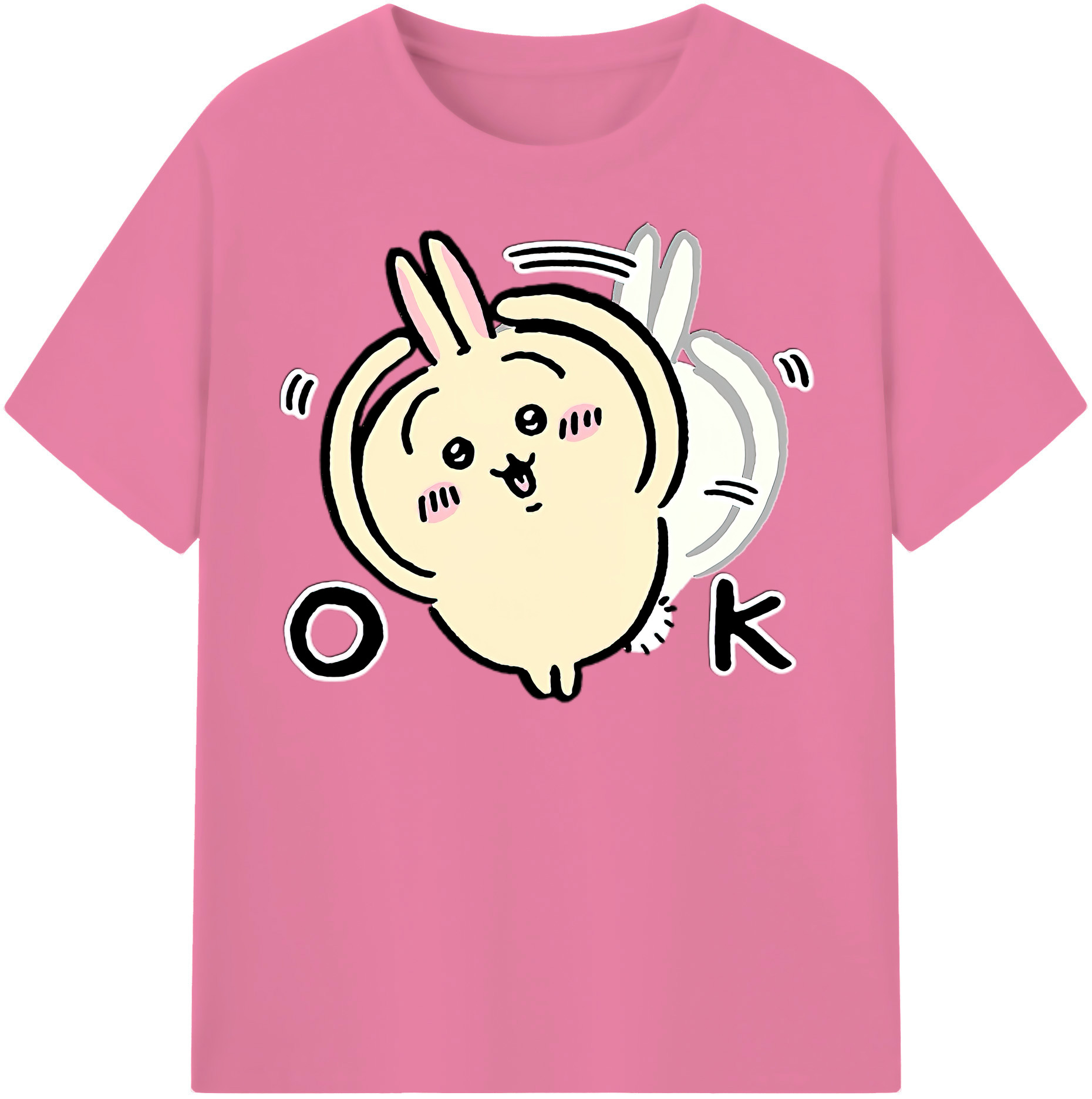 （画像用） ちいかわ うさぎ Chii-kawa usagi 綿100％半袖Tシャツ（フロントプリント）